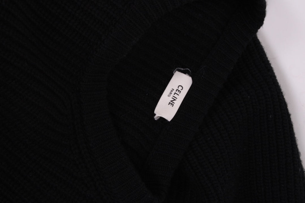 Celine L/S Ribbed Knit Logo Jumper Black M