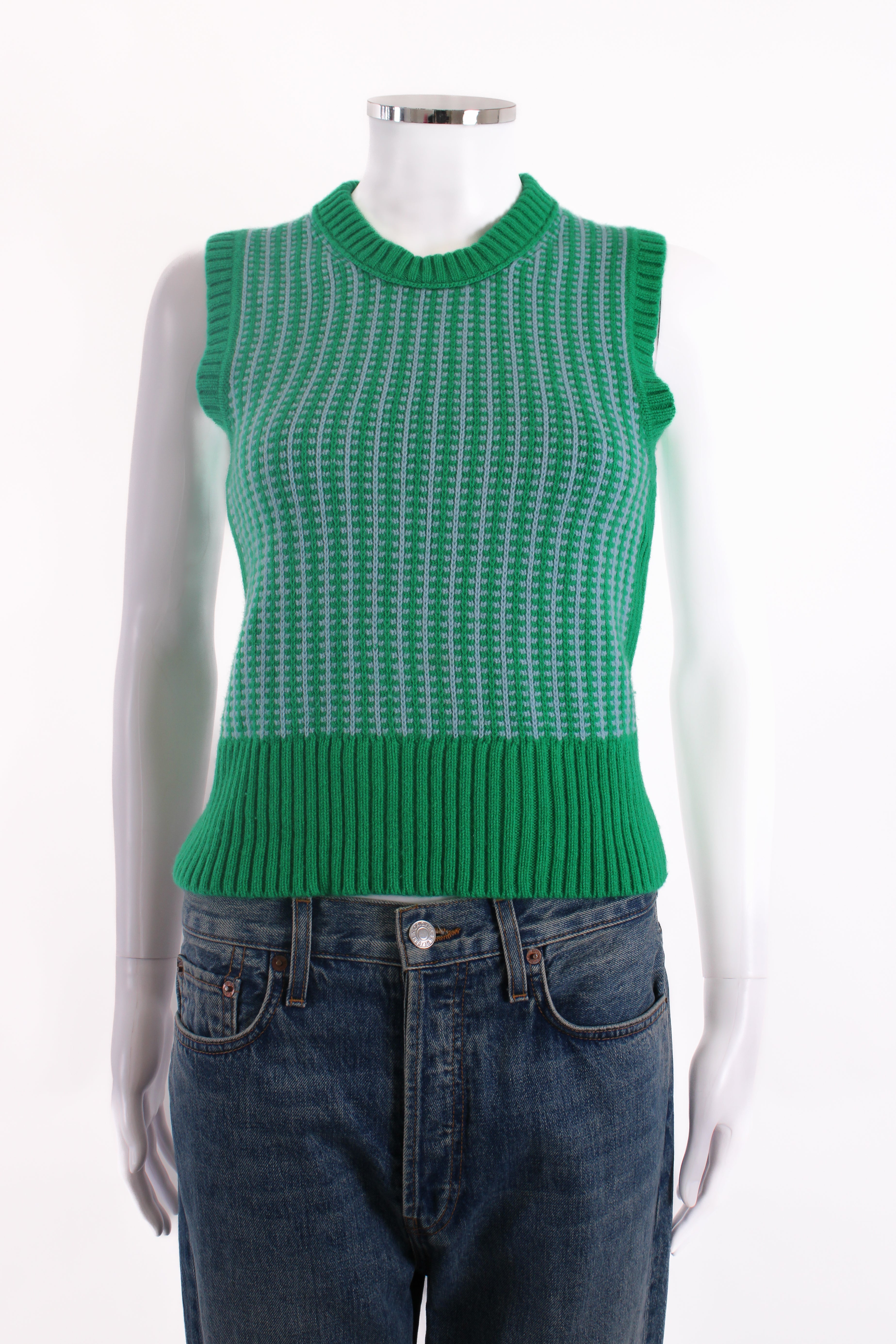 ME+EM S/S Houndstooth Jumper Blue/ Green XS