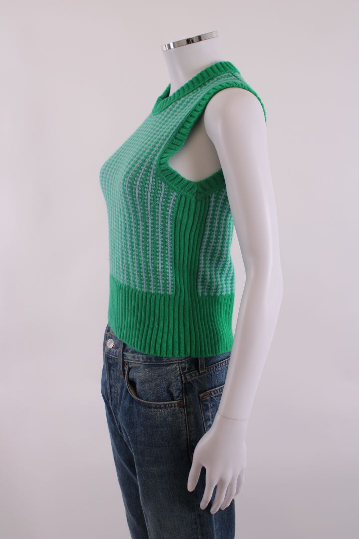 ME+EM S/S Houndstooth Jumper Blue/ Green XS