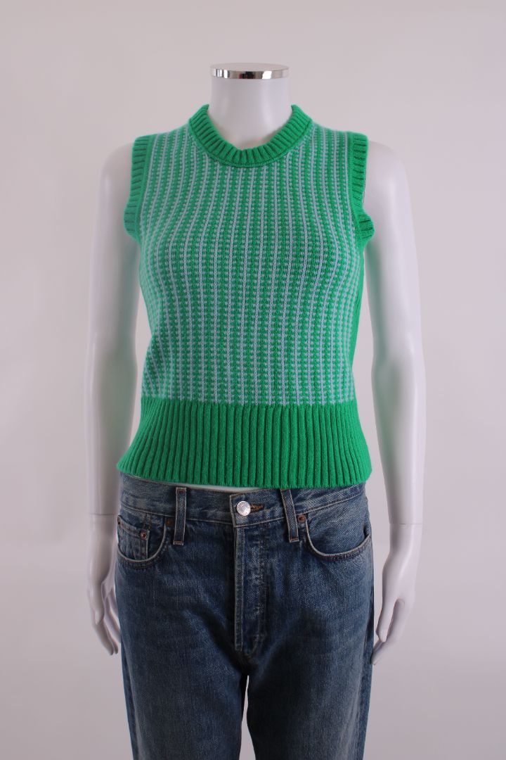 ME+EM S/S Houndstooth Jumper Blue/ Green XS