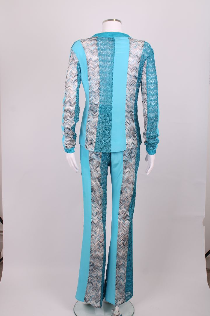 Missoni Zig Zag Cardigan/ Trouser Co-ord Blue/ White M