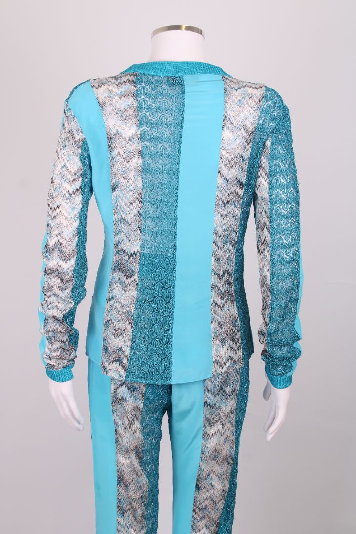 Missoni Zig Zag Cardigan/ Trouser Co-ord Blue/ White M
