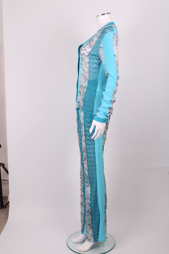Missoni Zig Zag Cardigan/ Trouser Co-ord Blue/ White M