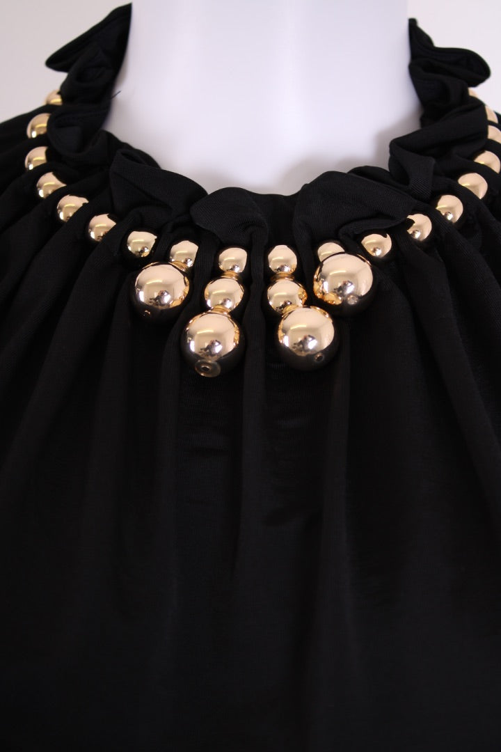 Rabanne Gold Bead Embellished Dress Black 10