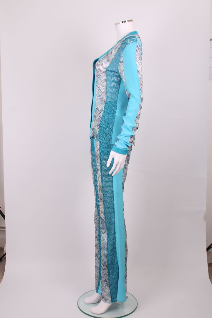Missoni Zig Zag Cardigan/ Trouser Co-ord Blue/ White M