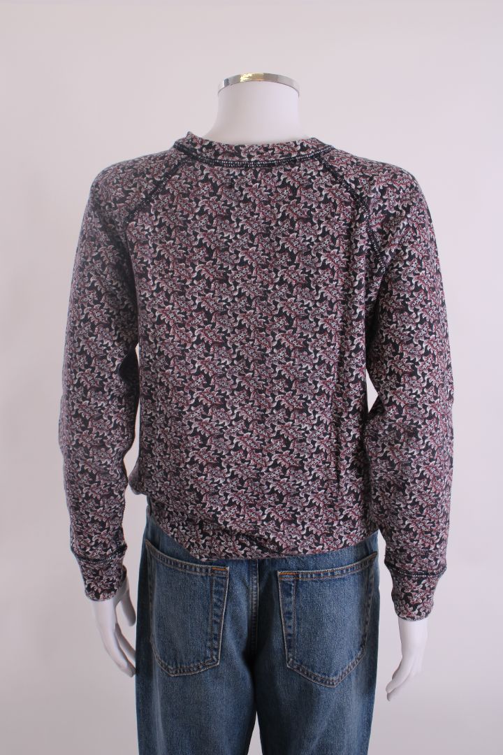 Isabel Marant Etoile Print Flocked Logo Sweatshirt Black/ Burgundy 10