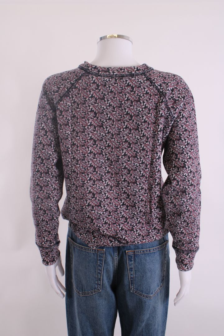 Isabel Marant Etoile Print Flocked Logo Sweatshirt Black/ Burgundy 10