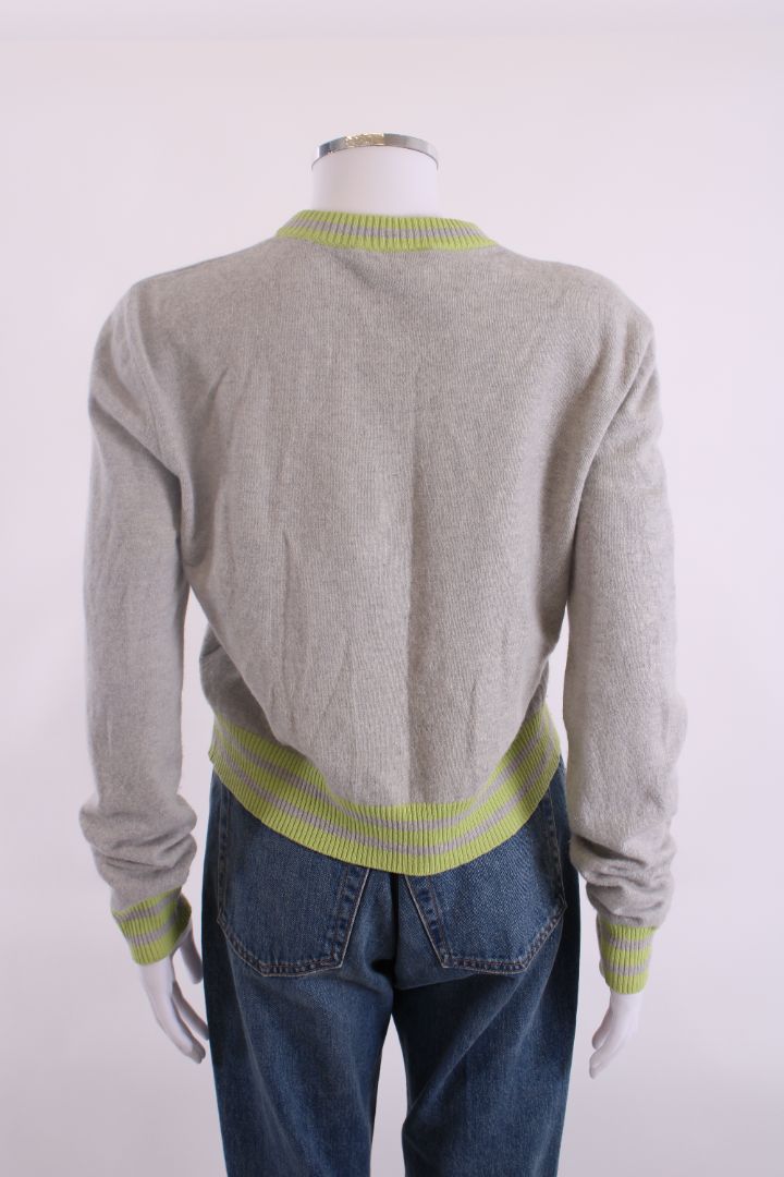 Balmain Logo Jumper Grey/ Lime Green 10