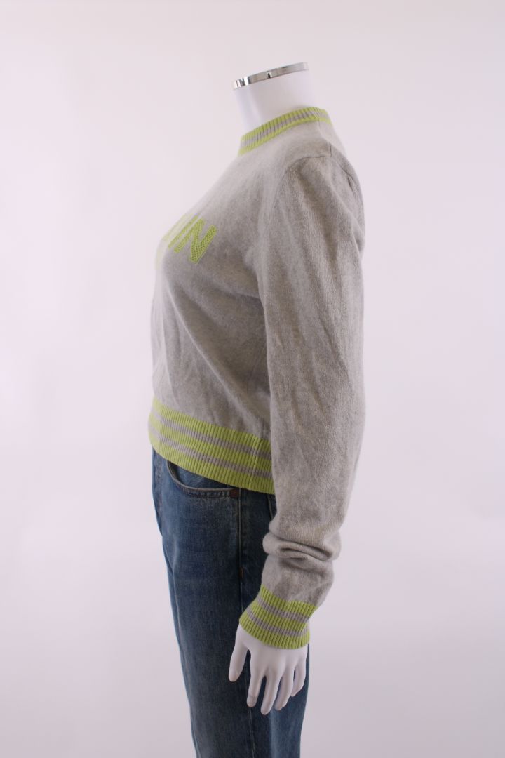 Balmain Logo Jumper Grey/ Lime Green 10