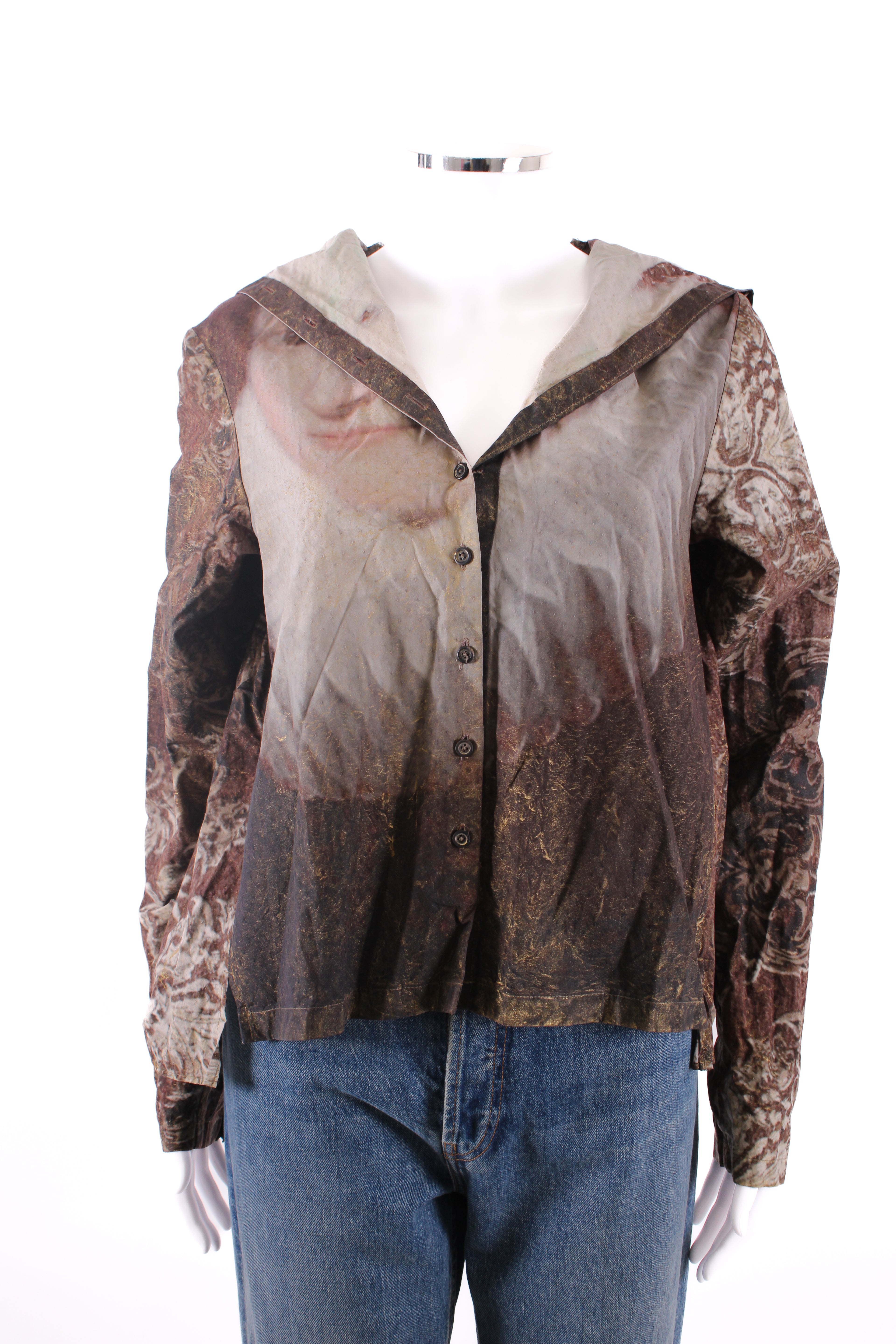 Rundholz L/S Portrait Print Hooded Top Brown/ Gold XL