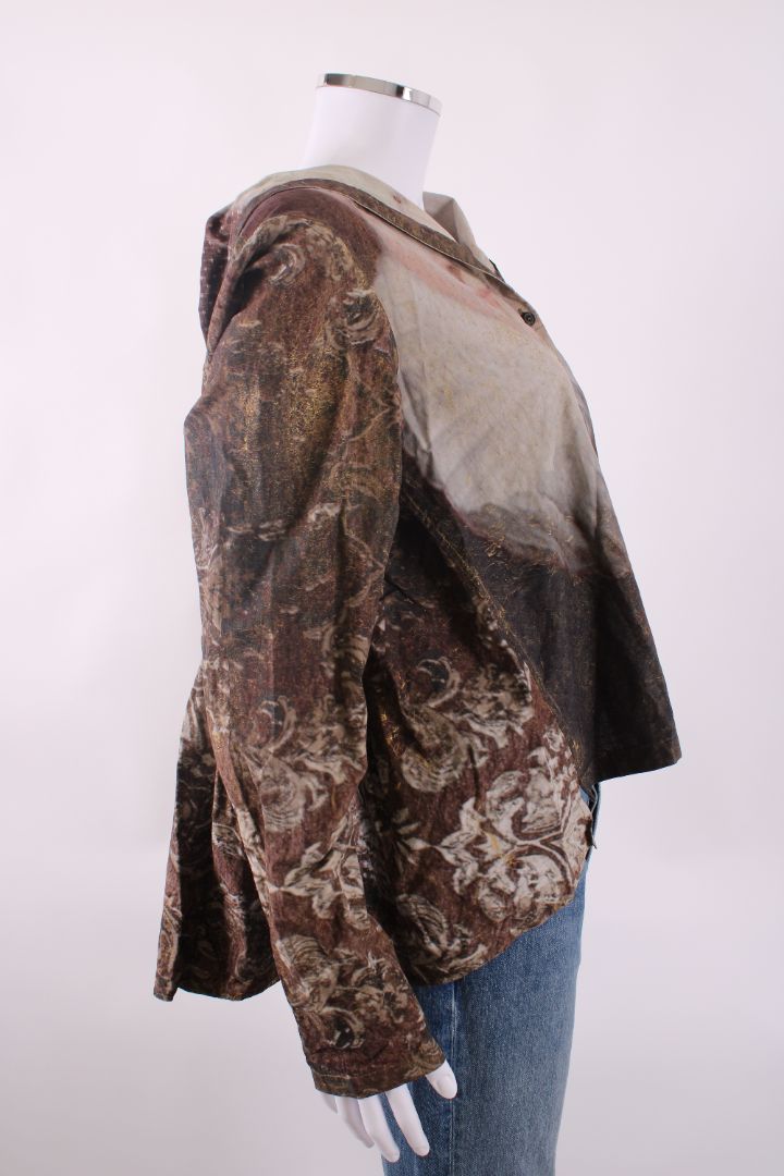 Rundholz L/S Portrait Print Hooded Top Brown/ Gold XL