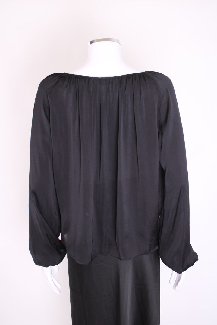 Emilio Pucci L/S Tie Neck Blouse Black 10