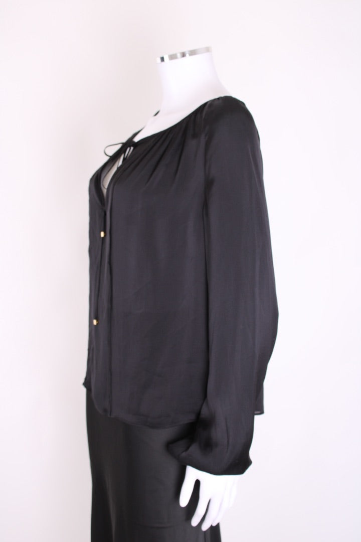 Emilio Pucci L/S Tie Neck Blouse Black 10
