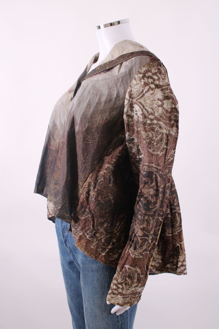 Rundholz L/S Portrait Print Hooded Top Brown/ Gold XL