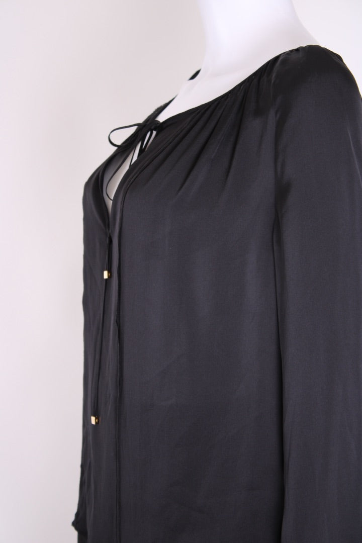 Emilio Pucci L/S Tie Neck Blouse Black 10