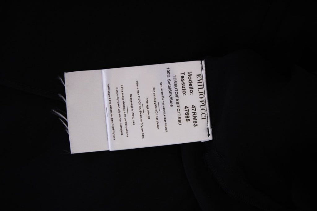 Emilio Pucci L/S Tie Neck Blouse Black 10