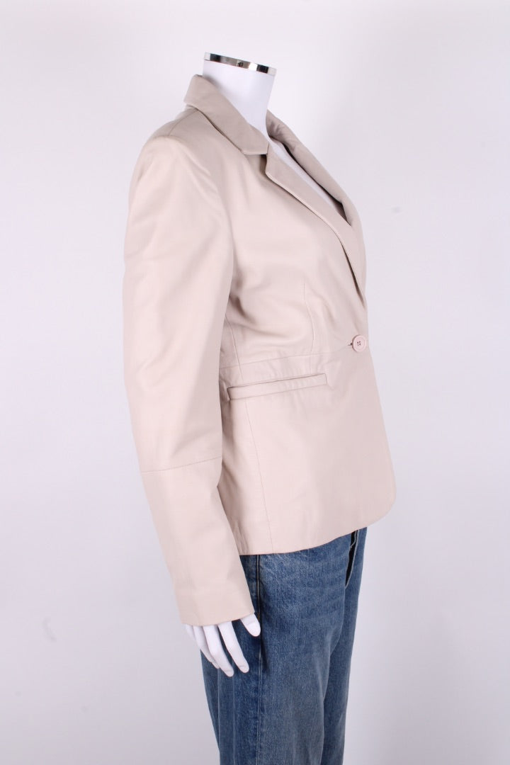 Part Two Leather Blazer Cream 8