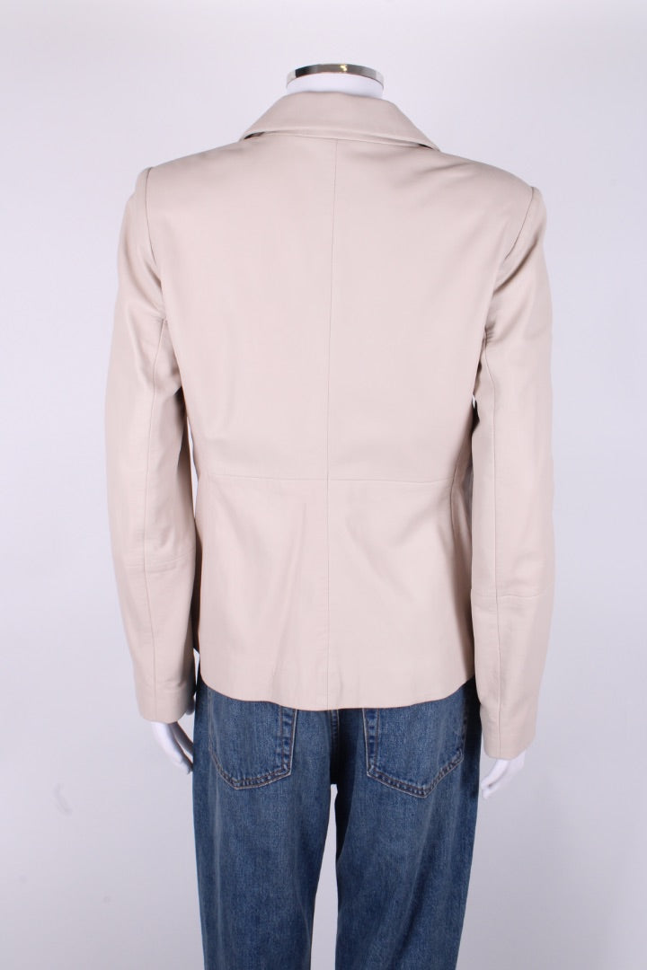 Part Two Leather Blazer Cream 8