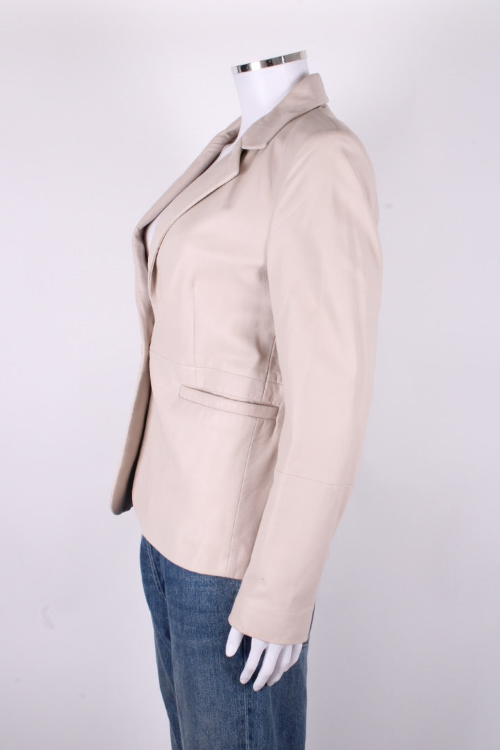 Part Two Leather Blazer Cream 8