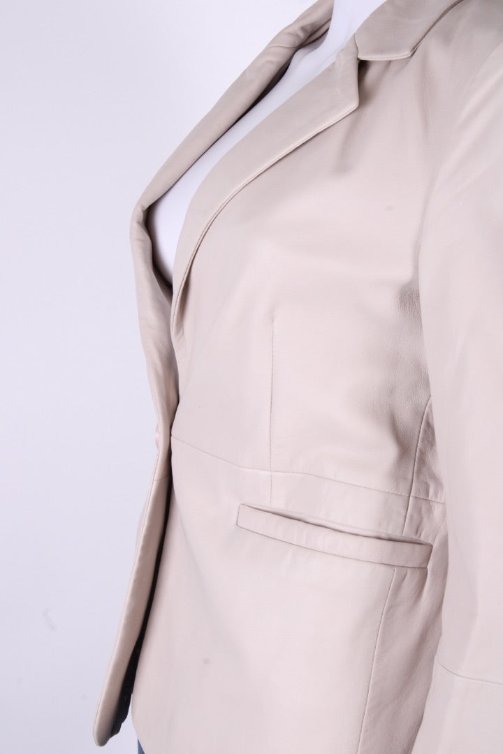 Part Two Leather Blazer Cream 8