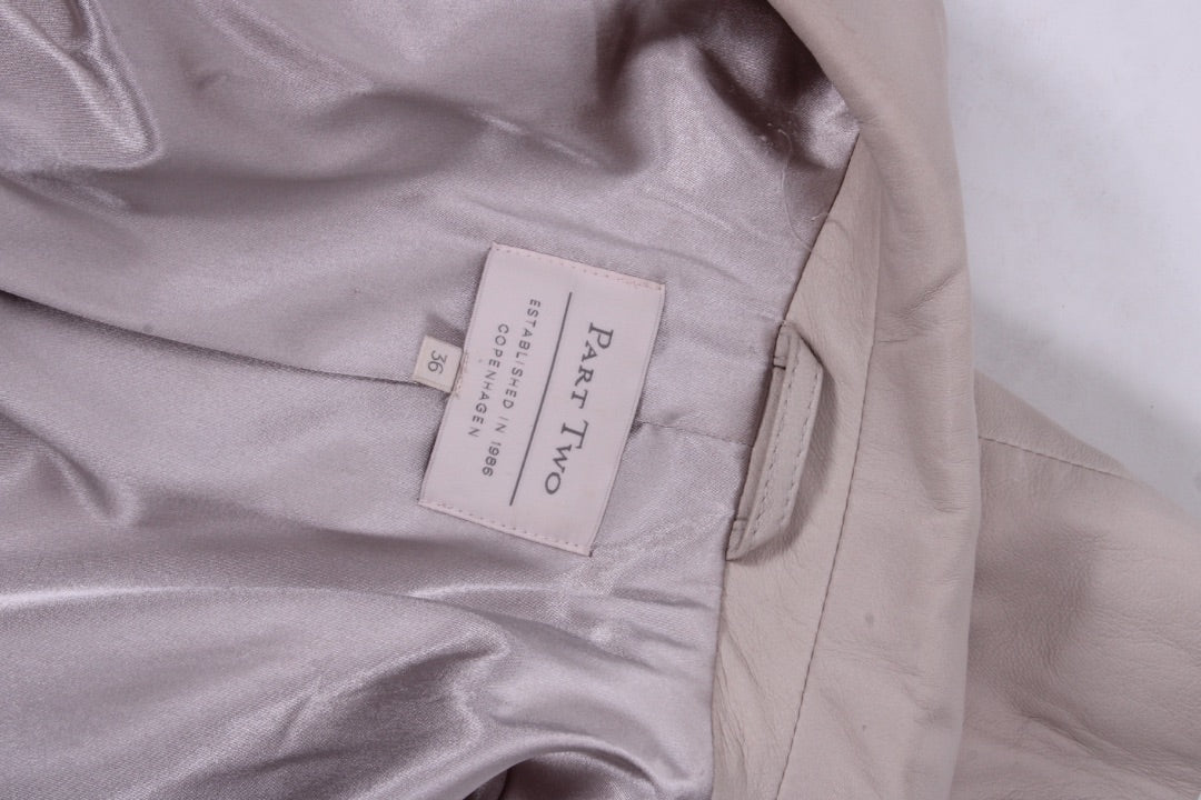 Part Two Leather Blazer Cream 8
