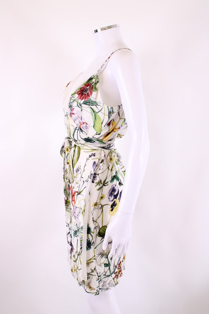 Gucci Floral Wrap Dress White/ Multi Coloured M