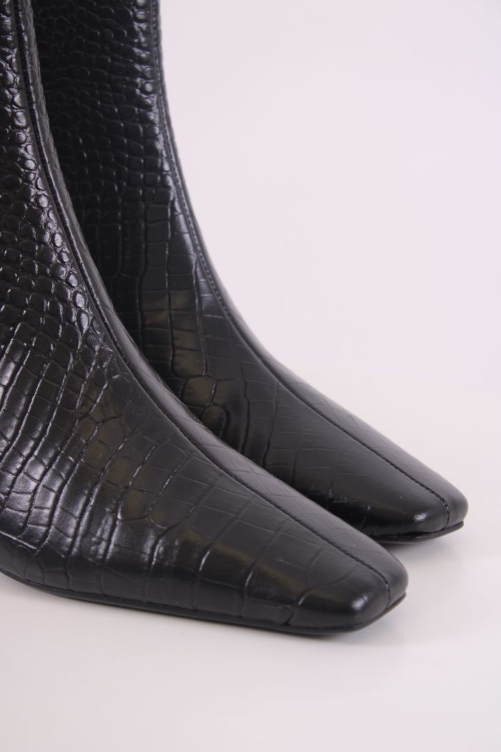 Tony Bianco Estelle Croc Ankle Boots Black 38