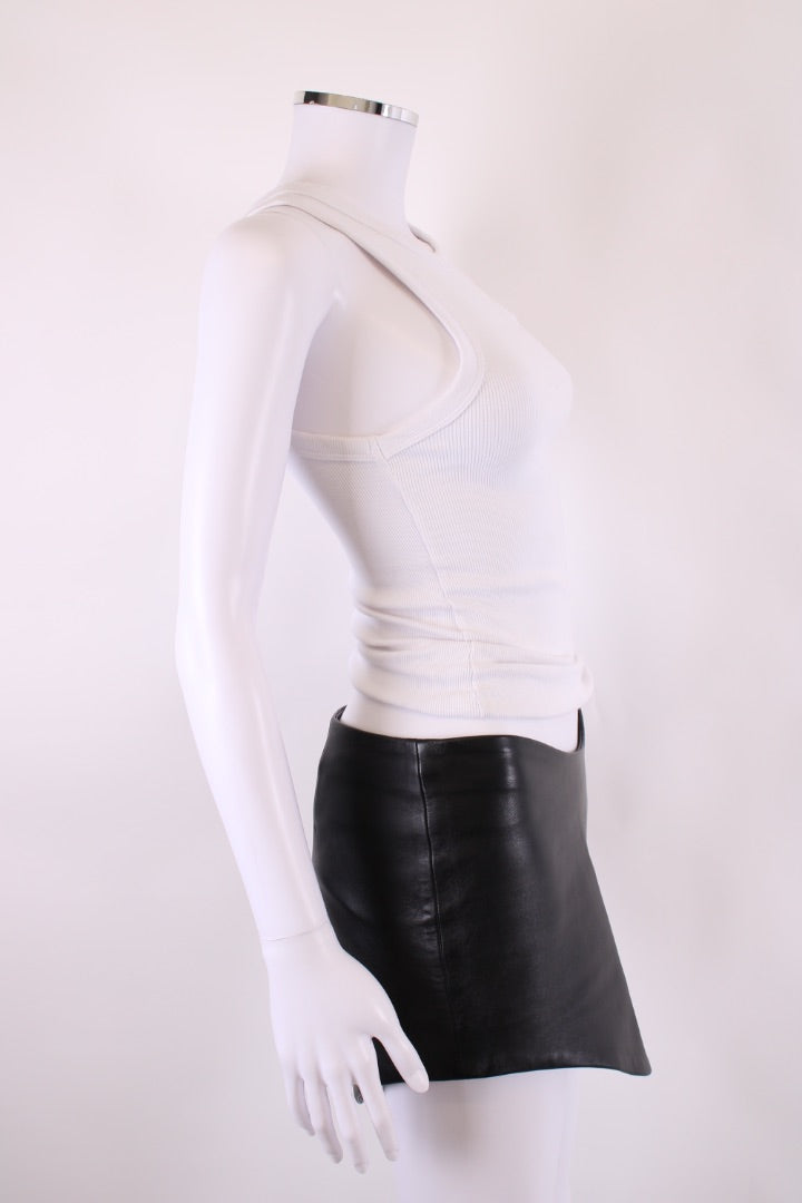 The Attico Leather Mini Skirt Black 6