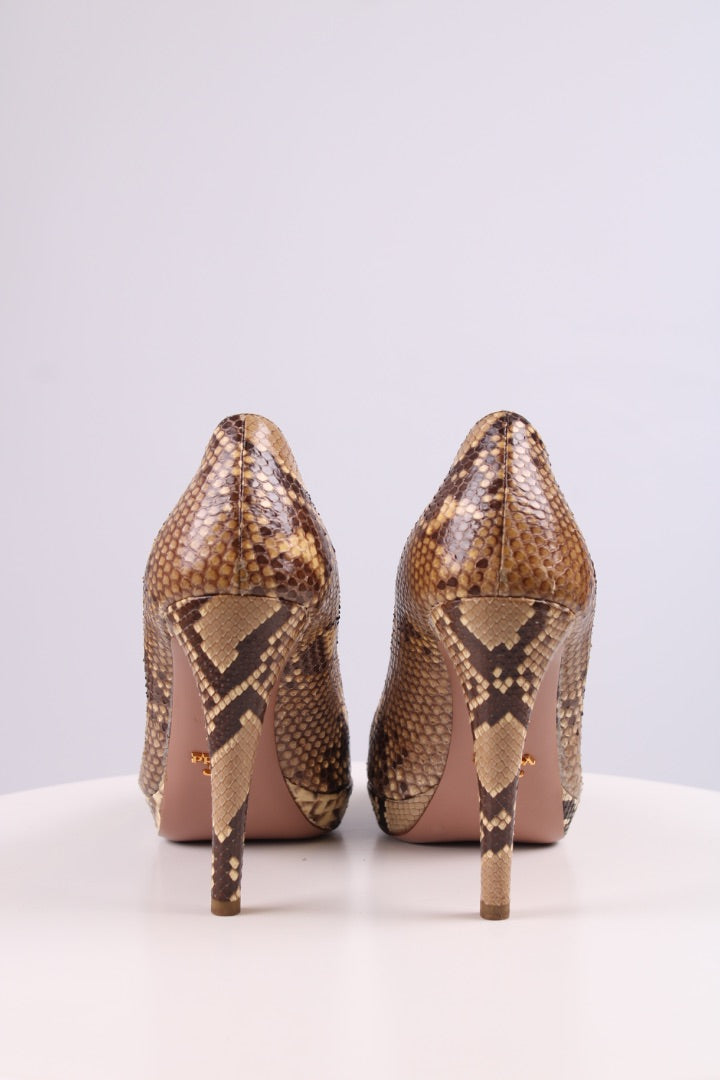 Prada Python Peep toe Heels Snakeskin 39