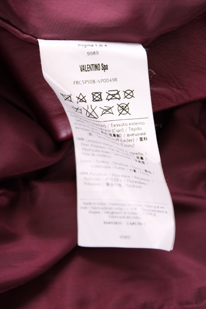 Red Valentino Puff Shoulder Leather Jacket Plum S