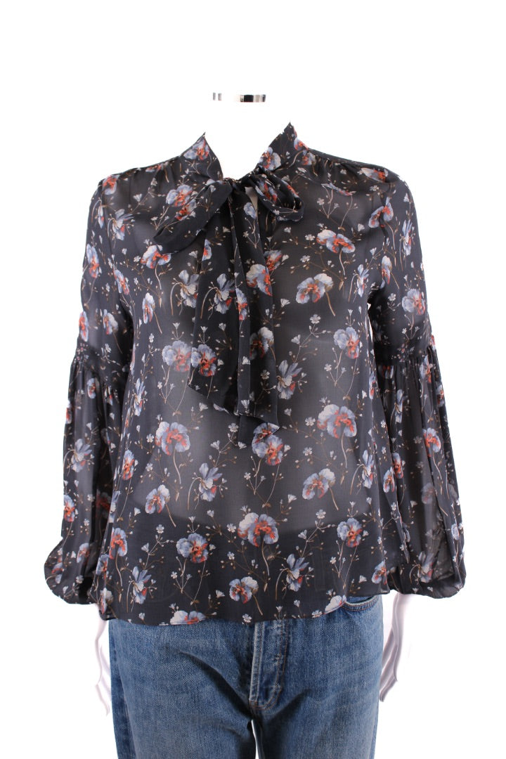Ulla Johnson L/S Floral Blouse Navy/ Blue S
