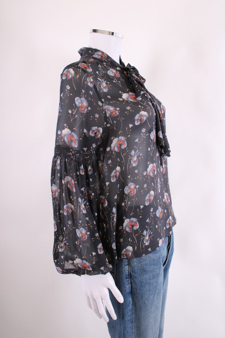 Ulla Johnson L/S Floral Blouse Navy/ Blue S