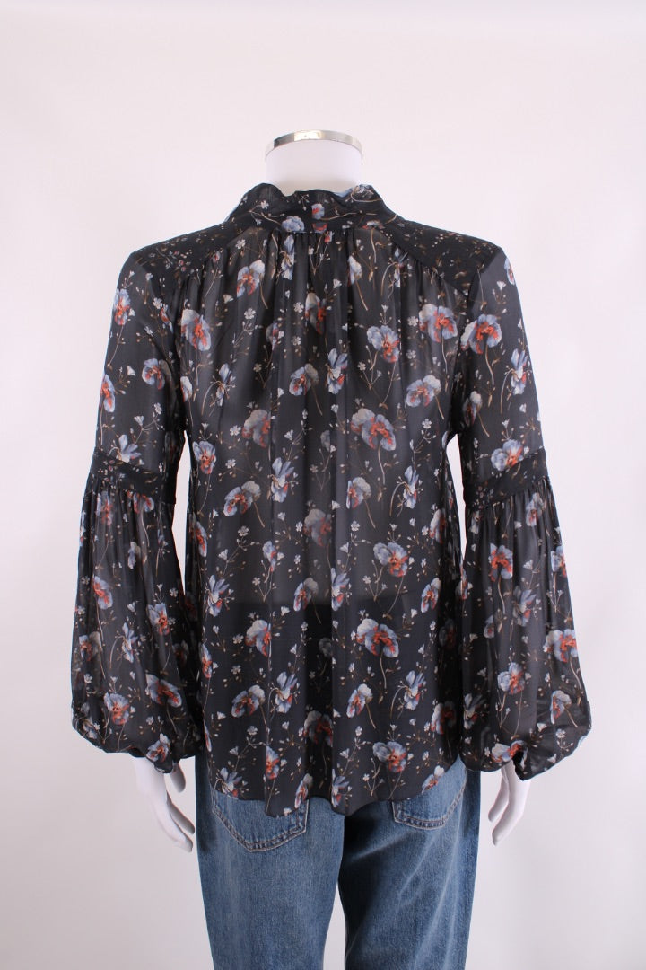Ulla Johnson L/S Floral Blouse Navy/ Blue S