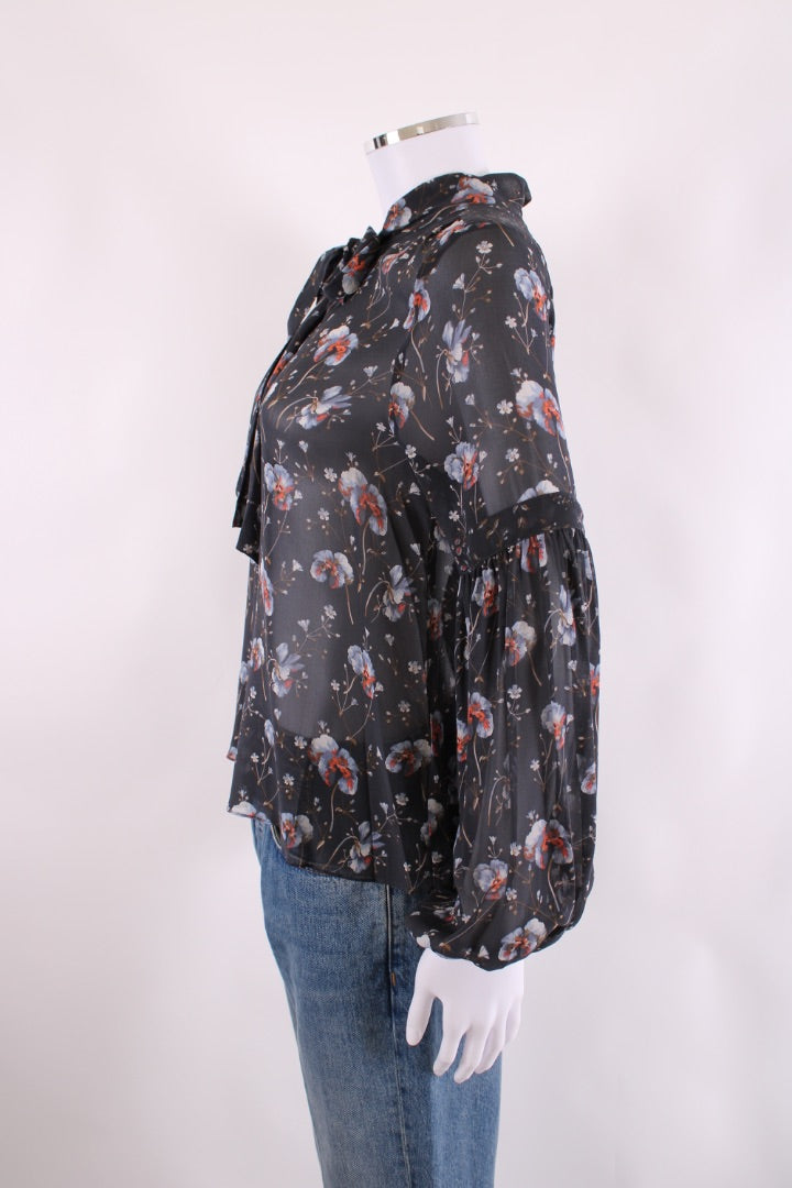 Ulla Johnson L/S Floral Blouse Navy/ Blue S