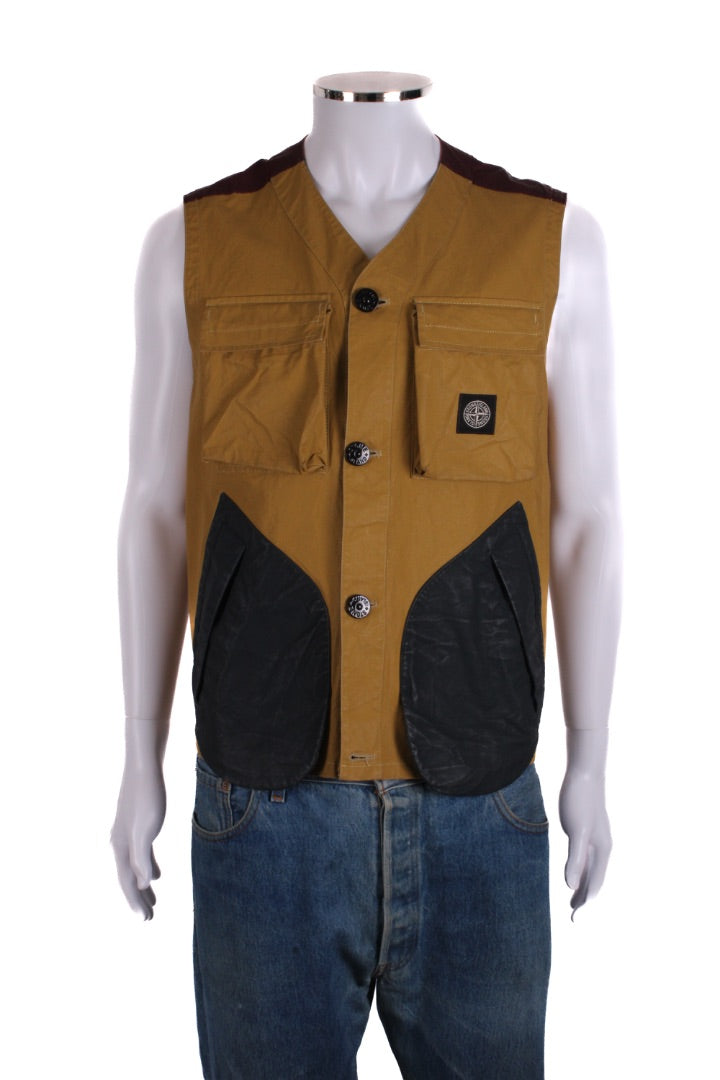 Stone Island Tela Placcata Bicolour Vest Mustard/ Orange M