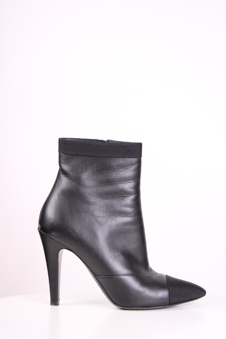 Chanel Pointed Ankle Boots Black 38