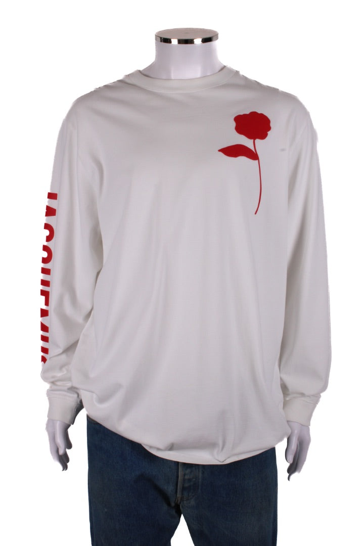 Jacquemus L/S Logo Sleeve Top White/ Red XL