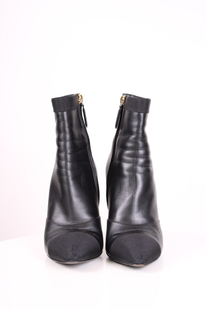 Chanel Pointed Ankle Boots Black 38