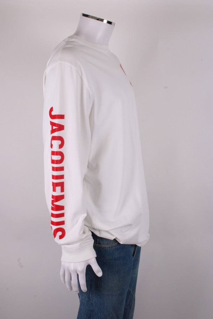 Jacquemus L/S Logo Sleeve Top White/ Red XL