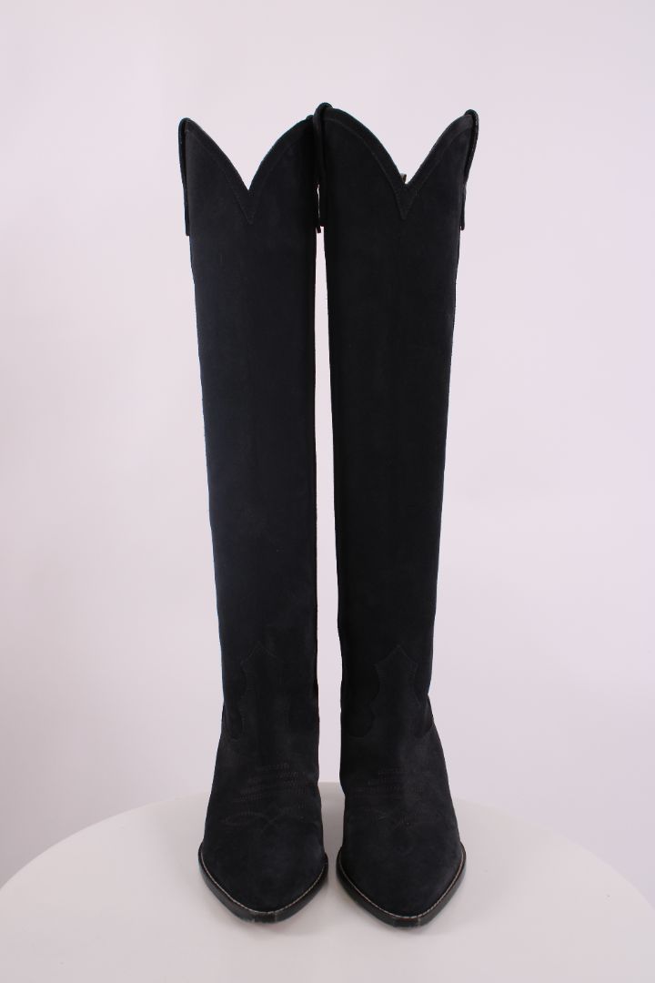 Isabel Marant Suede knee High Cowboy Boots Black 38
