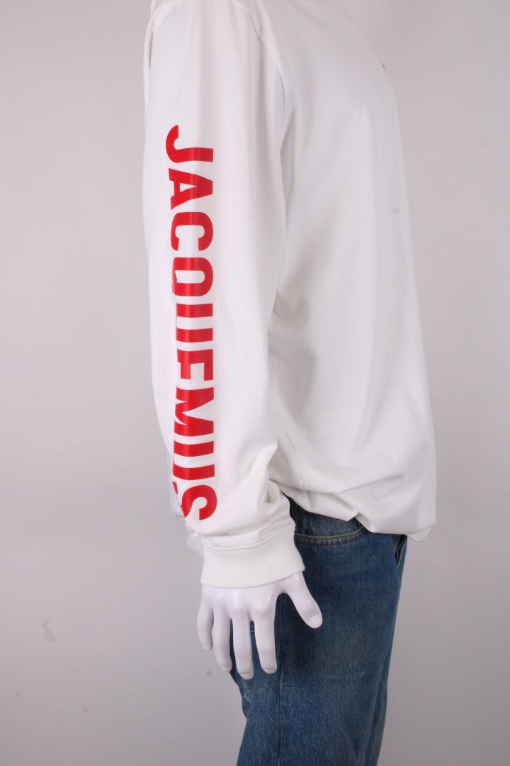 Jacquemus L/S Logo Sleeve Top White/ Red XL