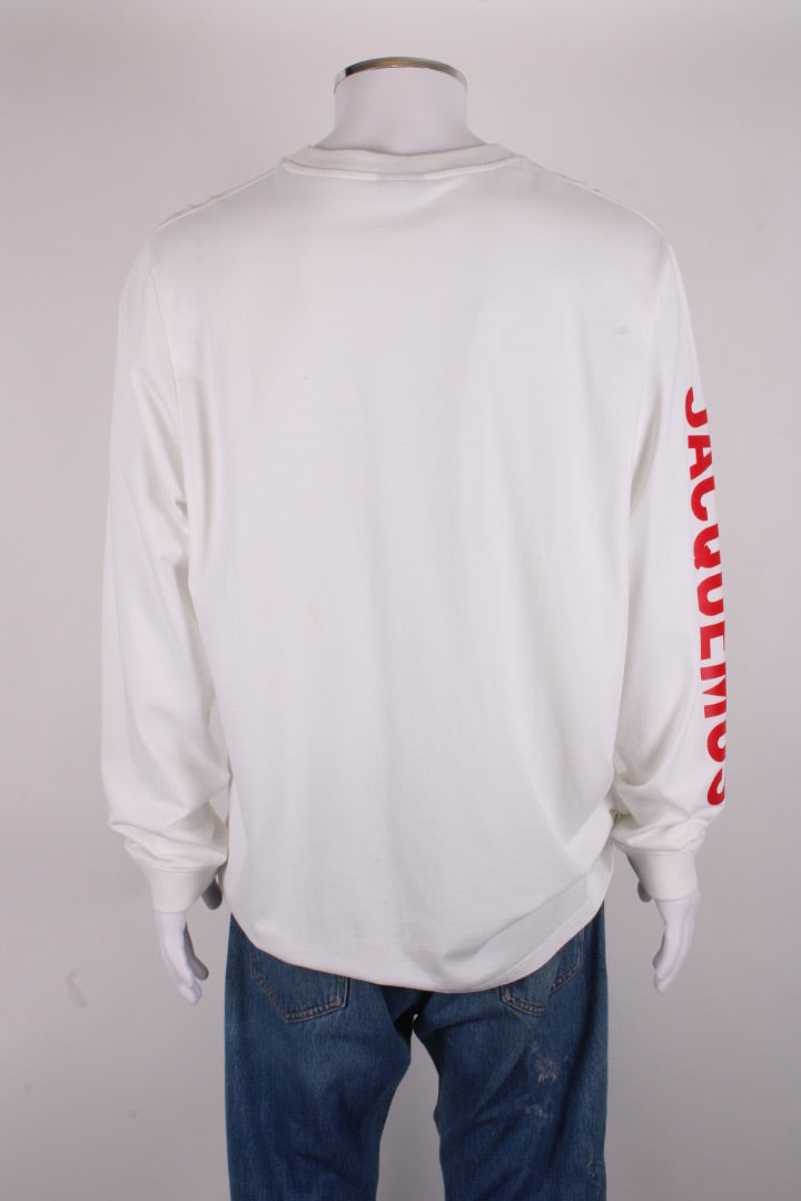 Jacquemus L/S Logo Sleeve Top White/ Red XL