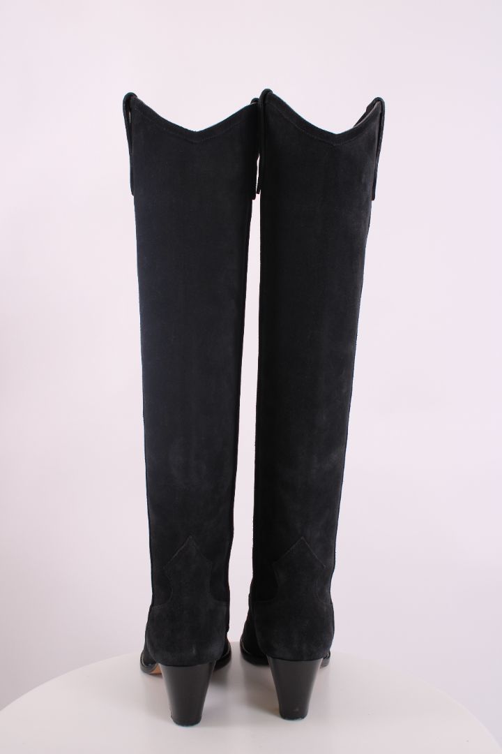 Isabel Marant Suede knee High Cowboy Boots Black 38