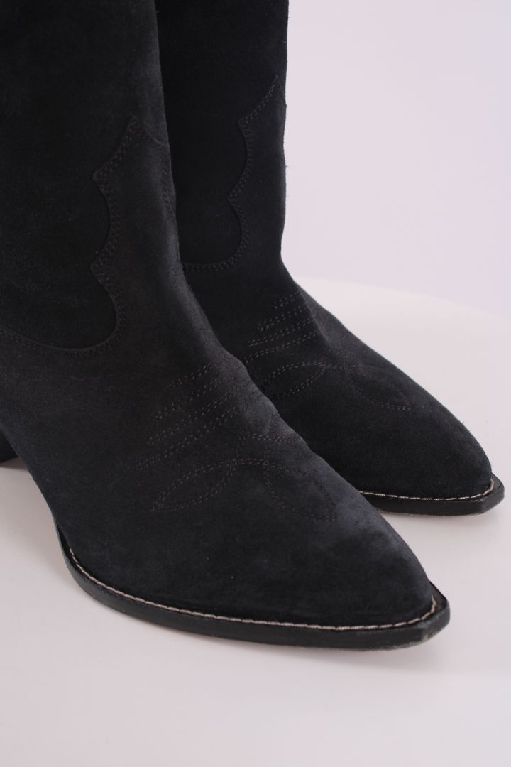 Isabel Marant Suede knee High Cowboy Boots Black 38