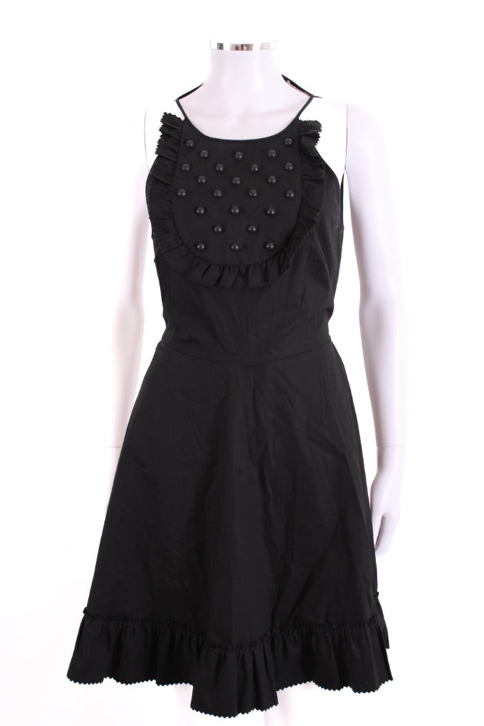 Red Valentino S/S Ruffle Tie Waist Dress Black S