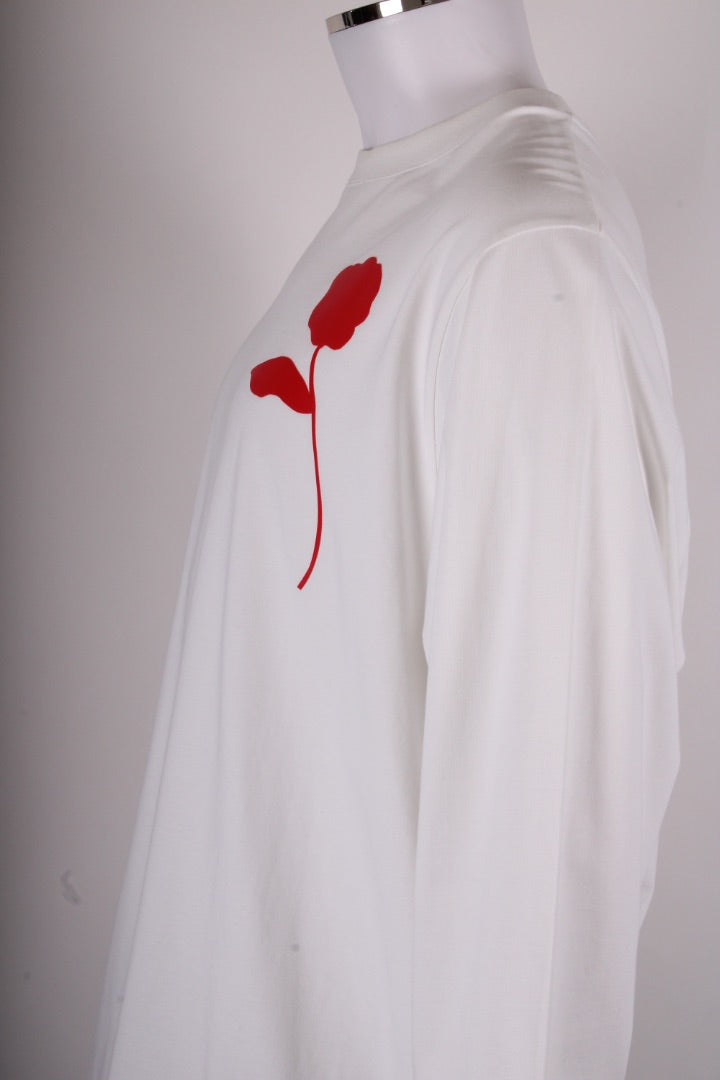 Jacquemus L/S Logo Sleeve Top White/ Red XL