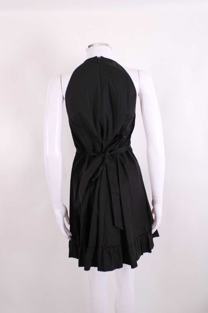 Red Valentino S/S Ruffle Tie Waist Dress Black S