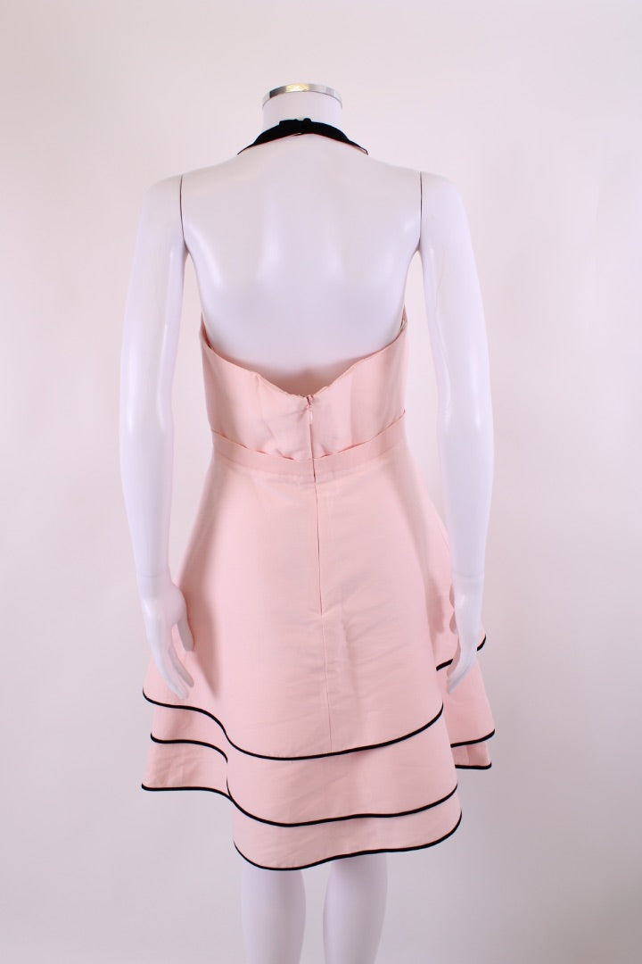 Halston Heritage S/S Halter Neck Mini Dress Pink/ Black 10