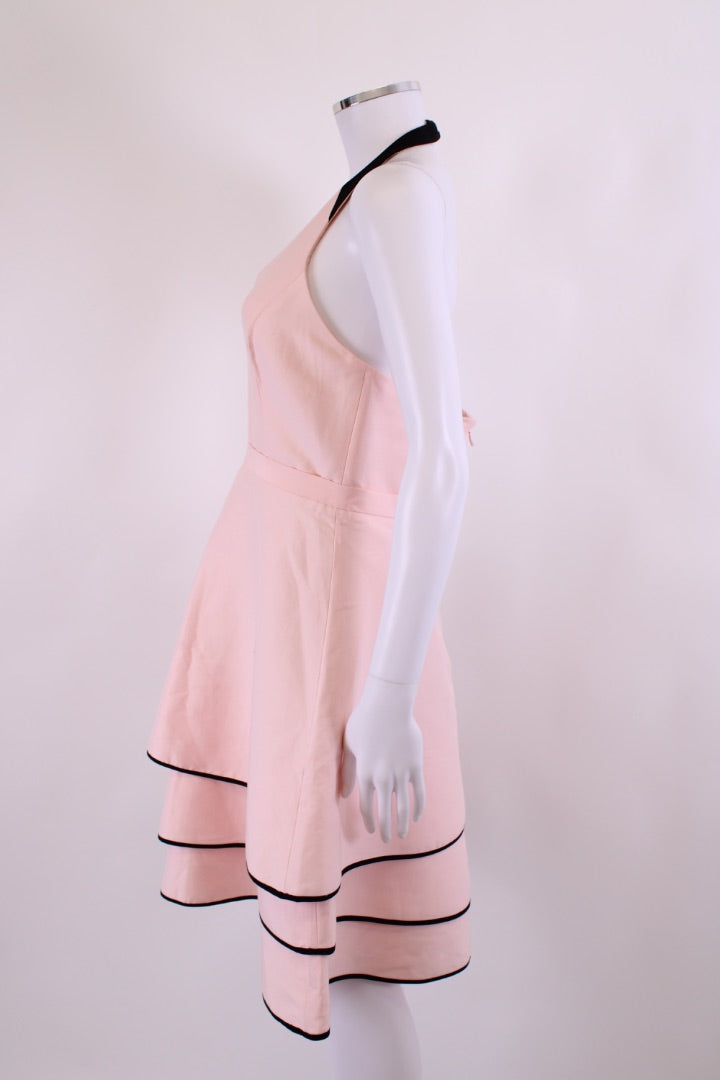 Halston Heritage S/S Halter Neck Mini Dress Pink/ Black 10