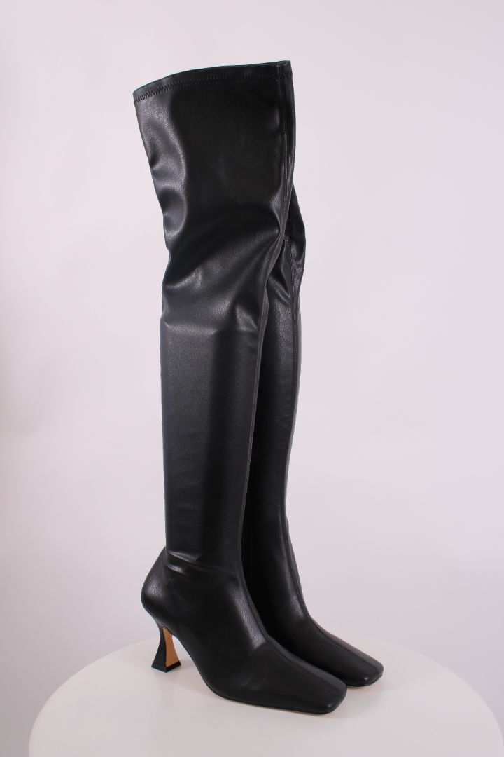 Tony Bianco Fancy Faux Leather Knee Boots Black 3